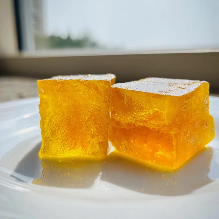 Clear glass holds dissolving Lemon Ginger Turmeric Wellness Cubes next to fresh lemon slices.