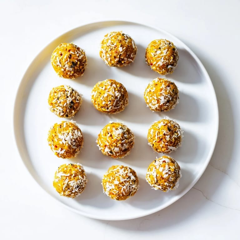Rounded Ginger Turmeric Energy balls arranged in a small white bowl, perfect for a nourishing on-the-go snack.