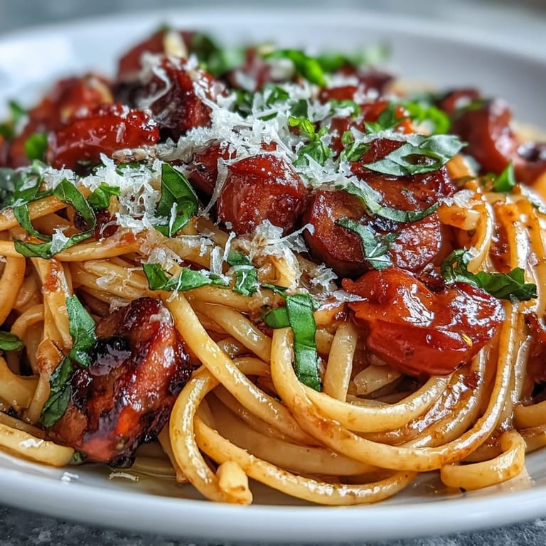 Sizzling skillet of Italian Drunken Noodles with shrimp, garlic, and onions in a bold red wine sauce, ready to serve for dinner.