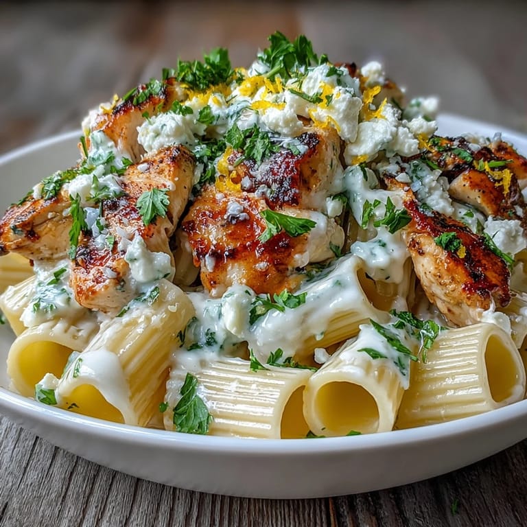 Garnished with fresh parsley and crumbled feta, this Creamy Lemon Feta Chicken Pasta looks delicious.
