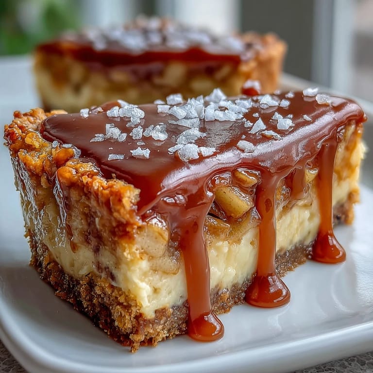 Golden Salted Caramel Apple Tart slice on a white plate with a scoop of vanilla ice cream.