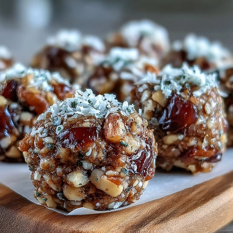 Warm, golden Tahini-Date Energy Balls are rolled in coconut flakes, paired with coffee for an energizing snack.