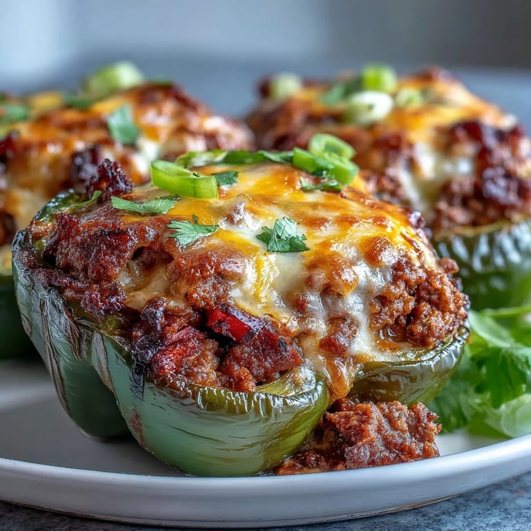 Low carb Tex-Mex Keto Taco Stuffed Bell Peppers with Cheddar Melt Top served hot with sour cream.