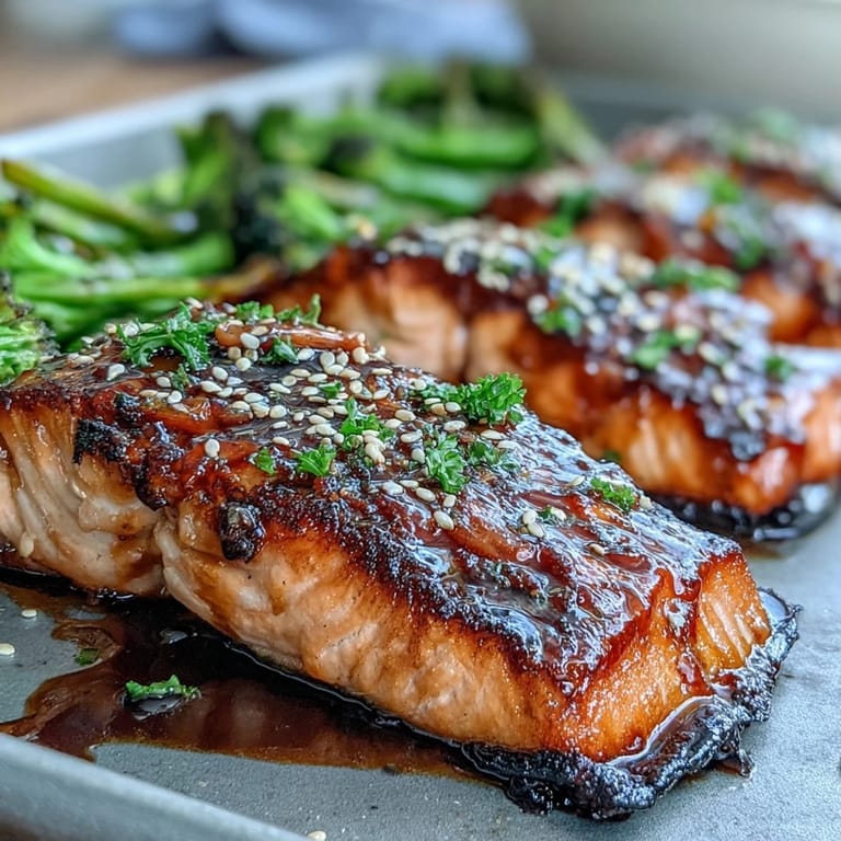 Sheet Pan Teriyaki Salmon with Broccoli and Snap Peas, a vibrant dish of tender salmon fillets glazed in savory-sweet teriyaki sauce alongside crisp roasted vegetables.