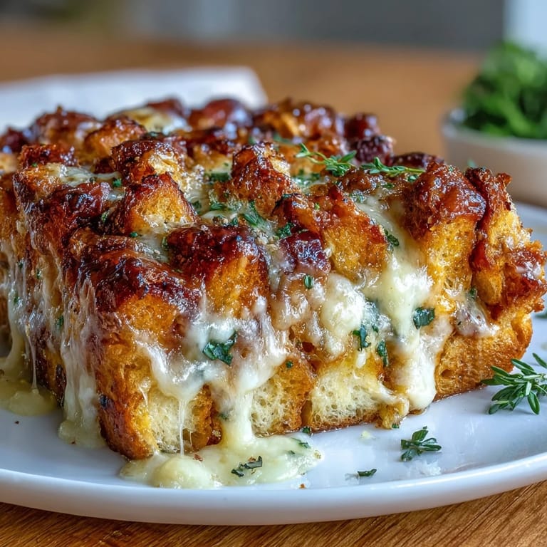 Warm, hearty ham and cheese croissant casserole with rich custard and smoky ham, ideal for family breakfasts or holiday gatherings.