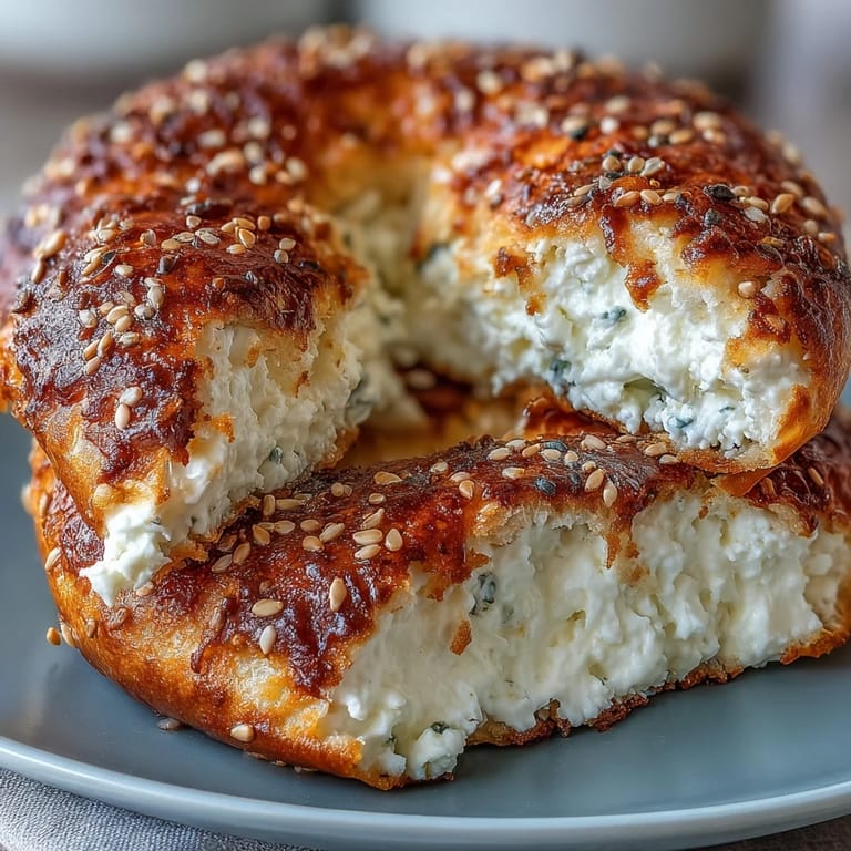 High-protein cottage cheese bagels baked until golden, perfect for a healthy and satisfying morning meal.