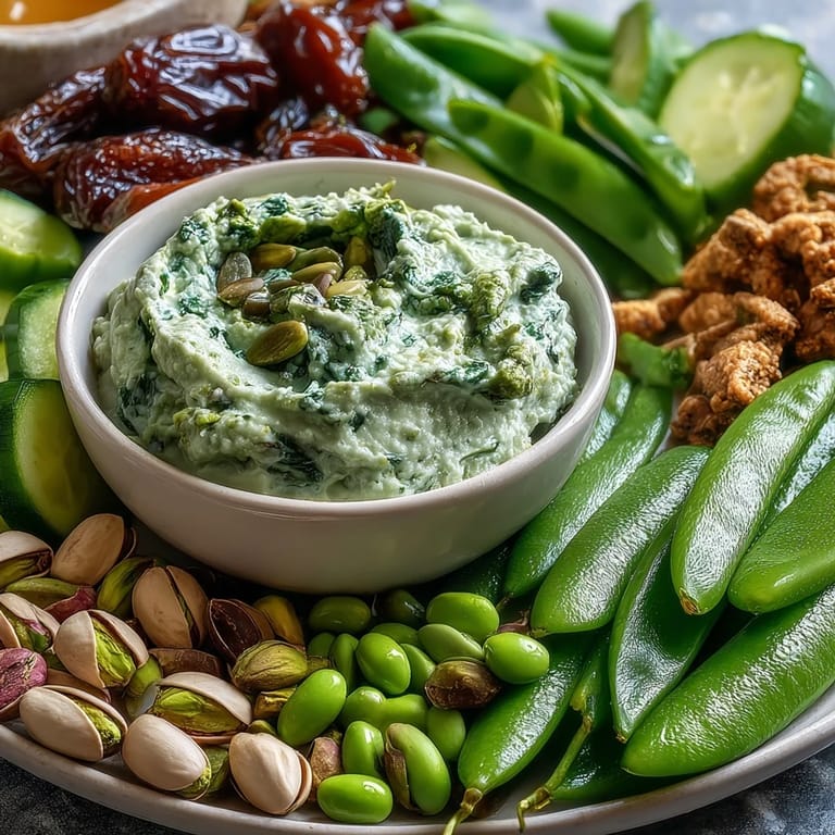 Eye-catching St. Patrick's Day snack board featuring fresh green produce, crunchy chips, and creamy dips for sharing.