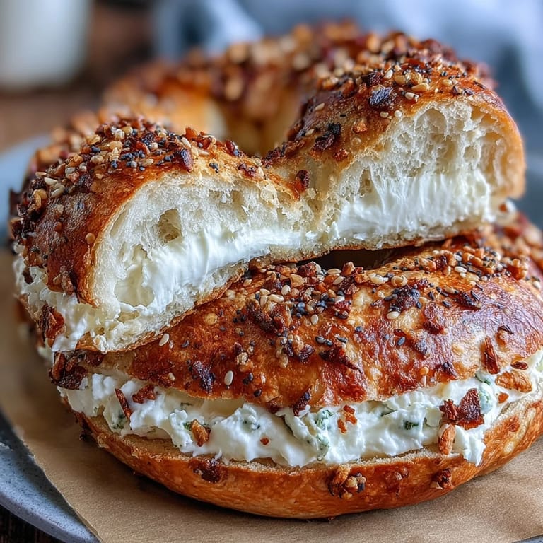 Chewy, soft bagels with a golden crust, sprinkled generously with everything bagel seasoning, baked to perfection for a high-protein treat.