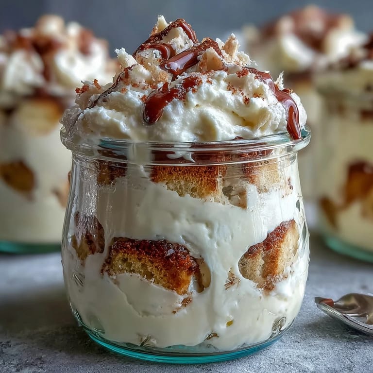 Individual jars filled with creamy lemon-infused mascarpone, limoncello-soaked ladyfingers, and a dusting of grated white chocolate for a refreshing dessert.