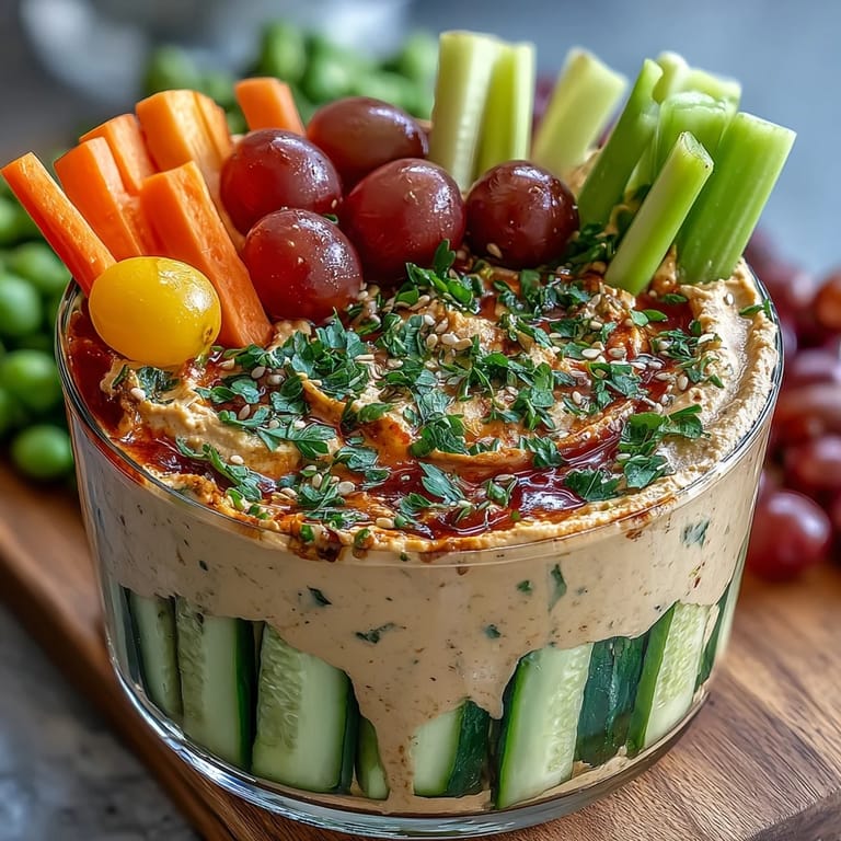 Protein-packed hummus cups with crisp carrot, cucumber, and bell pepper sticks—perfect for school lunches or picnics.