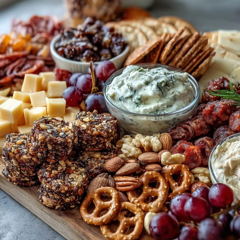 Festive snack board featuring colorful array of sweet and savory bites, ideal for graduation parties and casual gatherings.