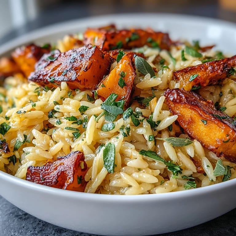 Taste the cozy flavors of orzo with butternut squash and fresh sage.