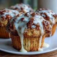 Fluffy lemon poppy seed muffins with a bright citrus glaze, perfect for a sunny spring brunch table.